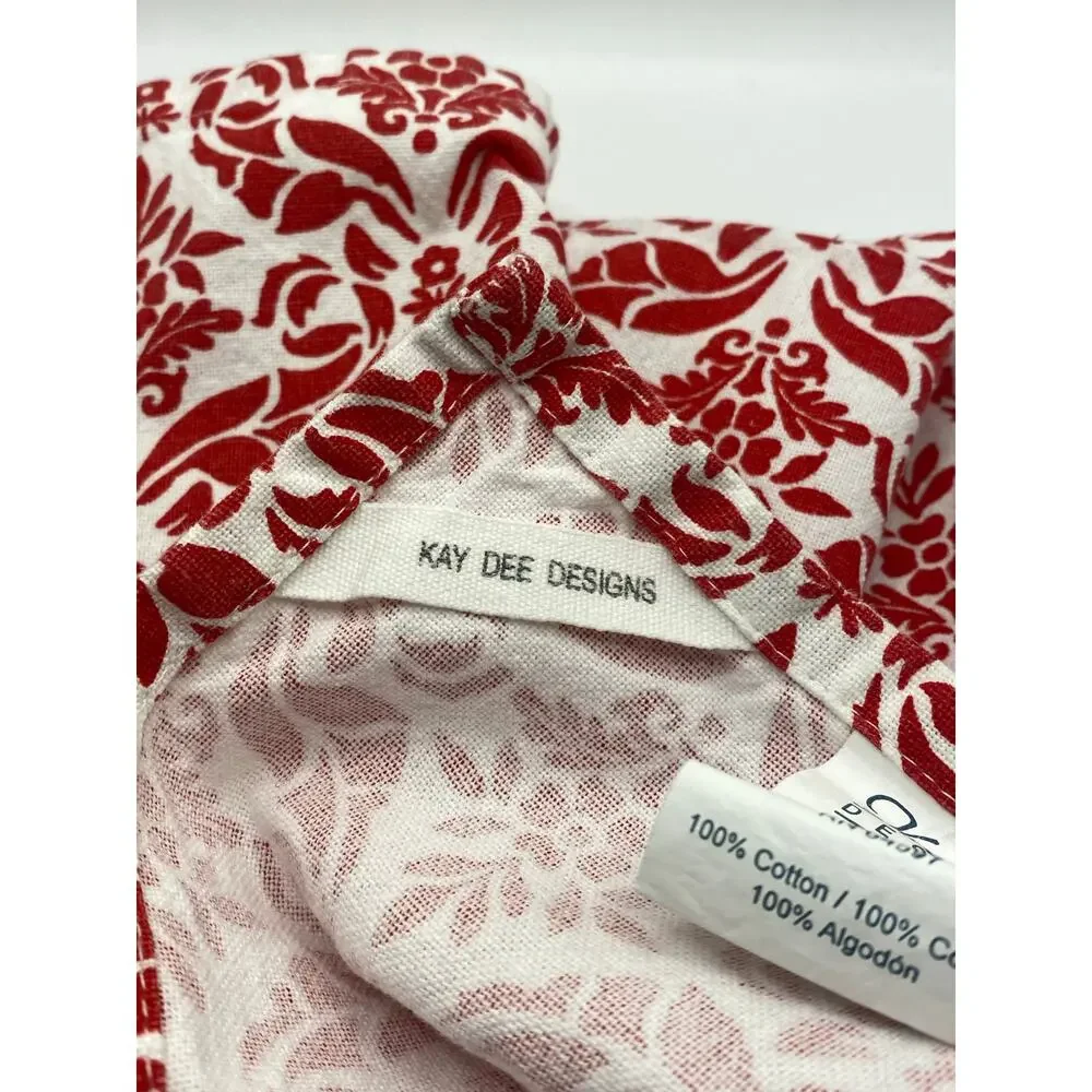 Kay Dee Designs Red & White Damask Floral Cotton Tea Towel 25